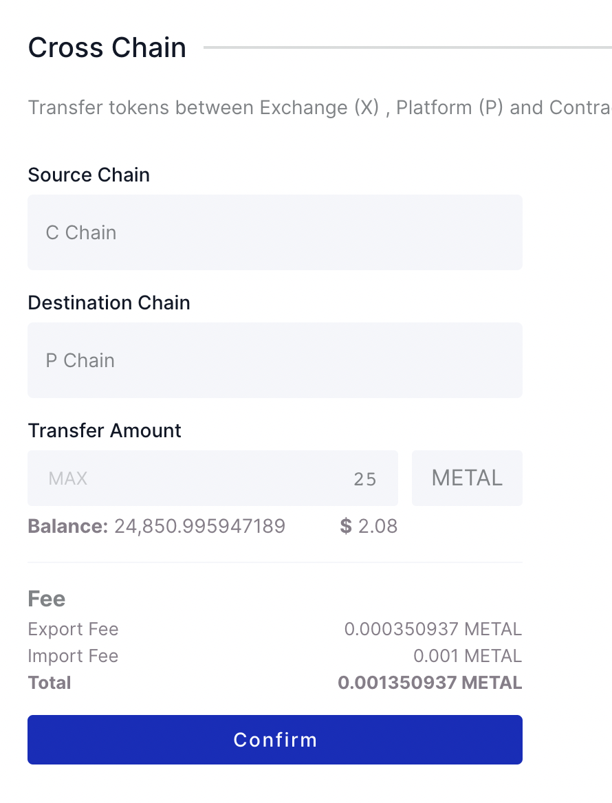 move tokens from C-Chain to P-Chain
